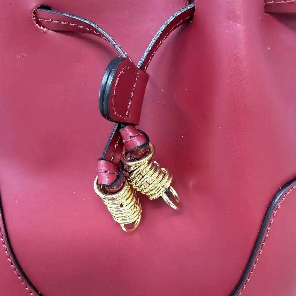 A. Bellucci Bucket Bag Red Leather Drawstring Made in Italy Crossbody Purse